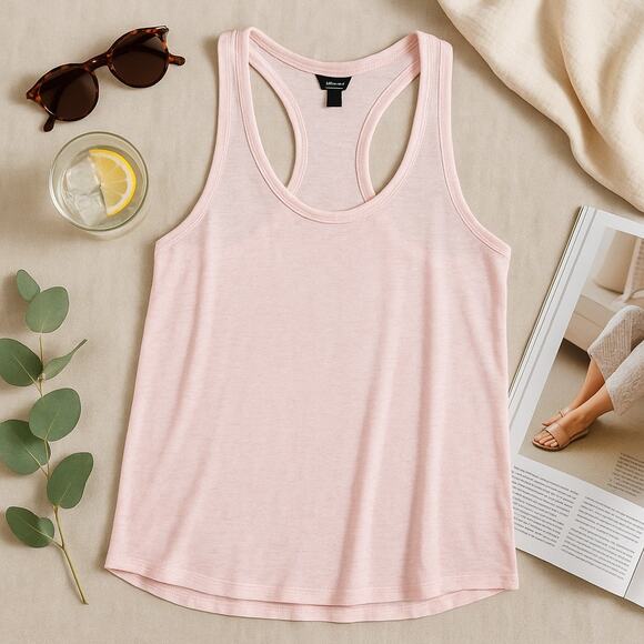 Banana Republic Slub Knit Muscle Tank Top Pink Longline Racerback Womens XS - Picture 1 of 7
